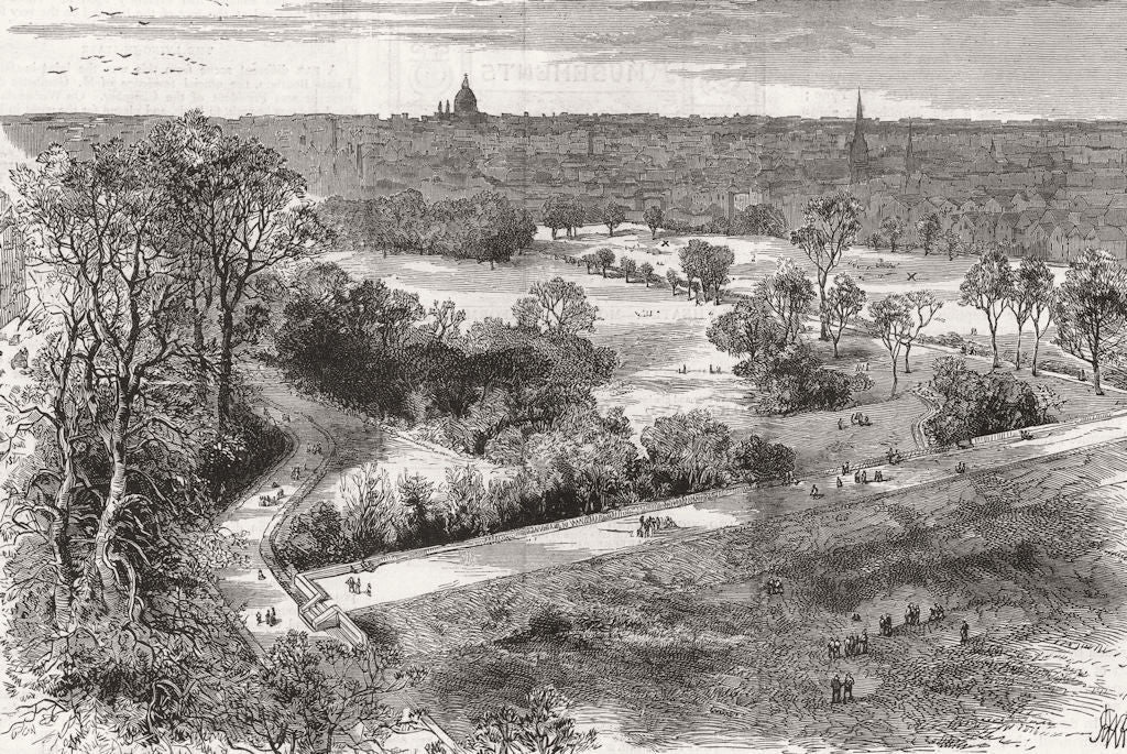 LONDON. Lambeth Palace gardens 1883 old antique vintage print picture